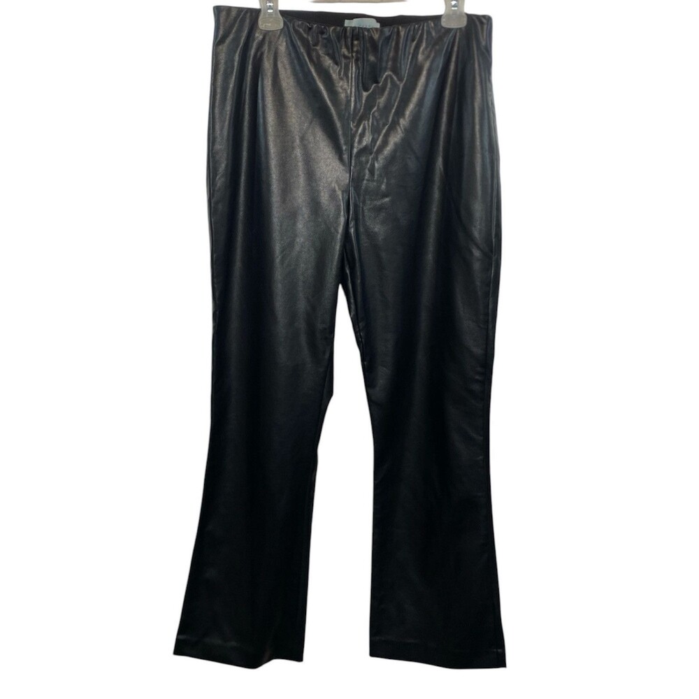 Tuckernuck Pants Women Size XXL Ashford Faux Leather Black Side Zip Cropped